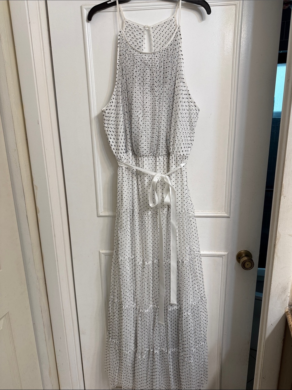 Candie's White Maxi Dress with Black Polka Dots